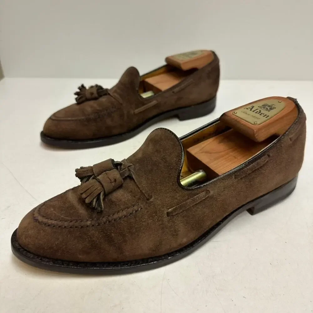 FULLY RESOLED Alden 6534 Mocha Suede Tassel Loafer VTG Made in USA 9 AA/B